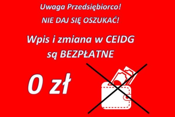 Wpis i zmiana w CEIDG są Bezpłatne